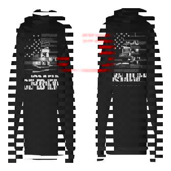 Best Dad Ever American Flag Best Trucker Dad Fathers Day Long Sleeve T-Shirt T-Shirt | Mazezy