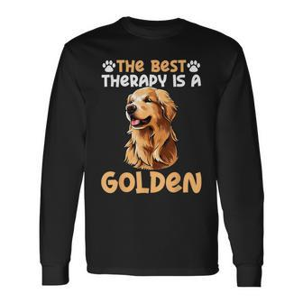 The Best Therapy Is A Golden Retriever Dog Lovers Long Sleeve T-Shirt - Seseable