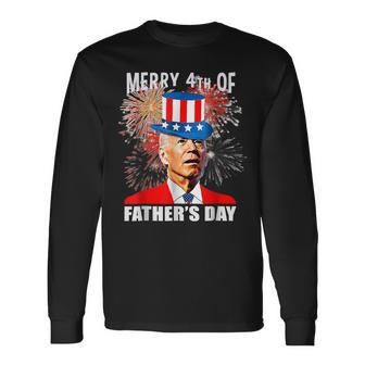 Biden Merry 4Th Of Fathers Day 4Th Of July Dad Grandpa Long Sleeve T-Shirt | Mazezy
