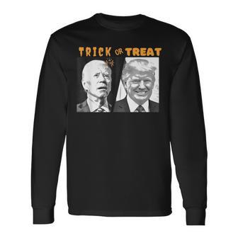 Biden Trump Halloween Trick Or Treat Political Long Sleeve T-Shirt - Monsterry AU