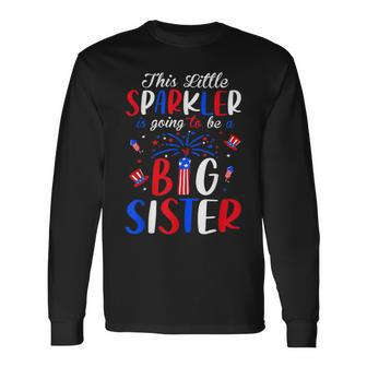 Big Sister Sparkler 4Th Of July Pregnancy Announcement Long Sleeve T-Shirt - Monsterry UK