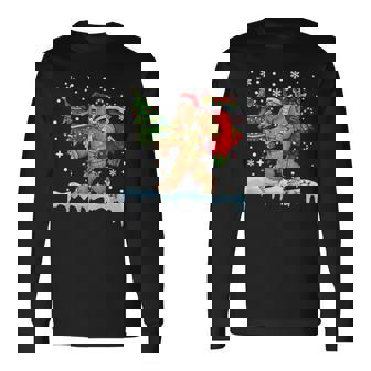 Bigfoot Christmas Tree Lights Xmas Boys Sasquatch Lovers Long Sleeve T-Shirt | Mazezy