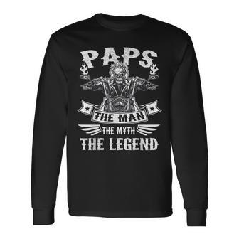 Biker Grandpa Paps The Man Myth The Legend Motorcycle Long Sleeve T-Shirt T-Shirt | Mazezy
