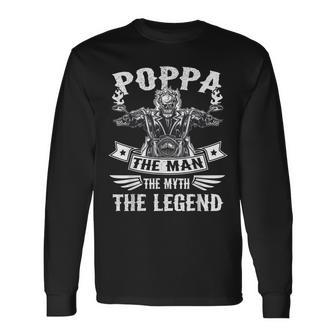 Biker Grandpa Poppa The Man Myth The Legend Motorcycle Long Sleeve T-Shirt T-Shirt | Mazezy