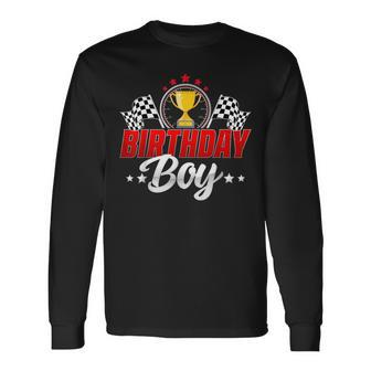 Birthday Boy Race Car Racing Family Pit Crew Birthday Party Long Sleeve T-Shirt - Seseable