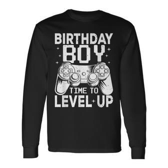Birthday Boy Time To Level Up Party Video Gaming Long Sleeve T-Shirt T-Shirt | Mazezy