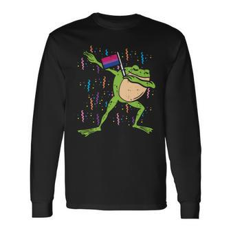 Bisexual Flag Frog Dab Lgbt Bi Pride Stuff Animal Long Sleeve T-Shirt T-Shirt | Mazezy