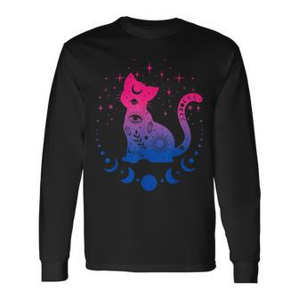 Bisexual Pride Flag Colors Astronomy Cat Long Sleeve T-Shirt T-Shirt | Mazezy