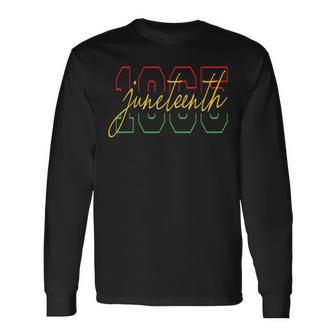 Black African Junenth Proud American Independence Day Long Sleeve T-Shirt T-Shirt | Mazezy