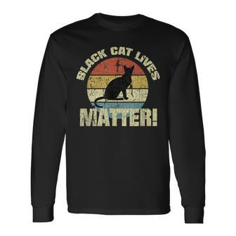 Black Cat Lives Matter Vintage Halloween Halloween Long Sleeve T-Shirt T-Shirt | Mazezy