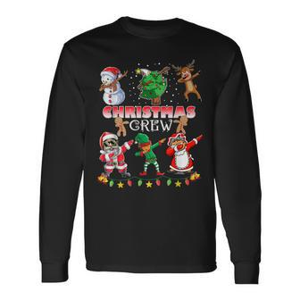 Black Cool Santa Claus African American Christmas Crew Dabs Long Sleeve T-Shirt | Mazezy