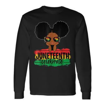 Black Girl Kid Junenth Celebrate Indepedence Day Long Sleeve T-Shirt T-Shirt | Mazezy
