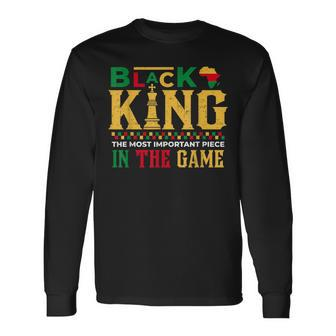 Black King The Most Powerful Piece In The Game Fathers Day Long Sleeve T-Shirt T-Shirt | Mazezy