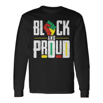 Black And Proud Raised Fist Junenth Afro American Freedom Long Sleeve T-Shirt T-Shirt | Mazezy
