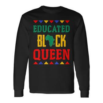 Black Queen Educated African Pride Dashiki Long Sleeve T-Shirt | Mazezy