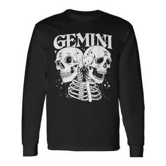 Blackcraft Zodiac Signs Gemini Skull Magical Witch Earth Long Sleeve T-Shirt T-Shirt | Mazezy