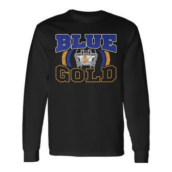 Blue And Gold Football Game Day Group Home Team School Long Sleeve T-Shirt - Seseable