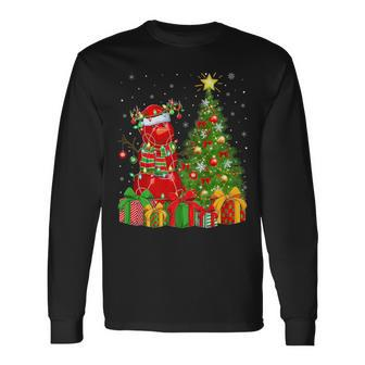 Bocce Ball Snowman Lights Xmas Tree Santa Bocce Christmas Long Sleeve T-Shirt | Mazezy