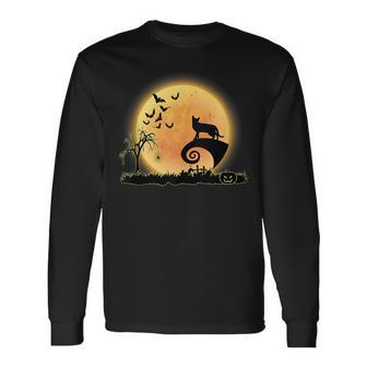 Bombay Cat Scary And Moon Kitty Halloween Costume Long Sleeve T-Shirt T-Shirt | Mazezy