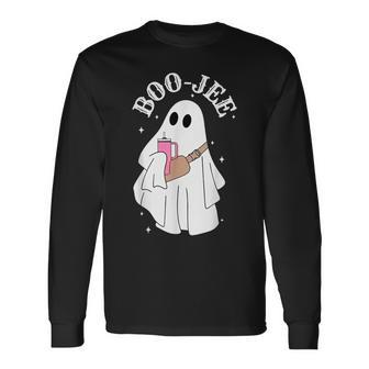 Boo-Jee Spooky Season Cute Ghost Halloween Costume Boujee Long Sleeve T-Shirt | Mazezy