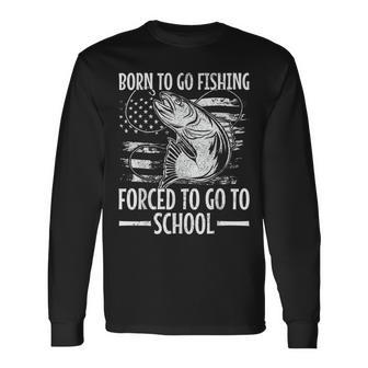 Born To Go Fishing Bass Fish Fisherman Boy Kid Fishing Long Sleeve T-Shirt - Thegiftio UK