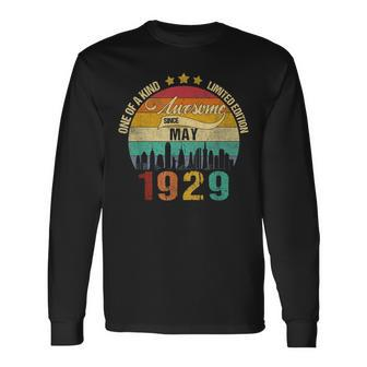 Born In May 1929 Vintage 92Nd Birthday 92 Years Old Bday Long Sleeve T-Shirt | Mazezy