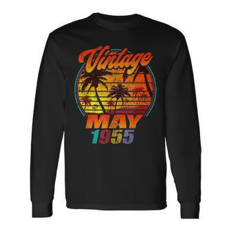 Born In May 1955 Birthday Vintage May 1955 Long Sleeve T-Shirt | Mazezy