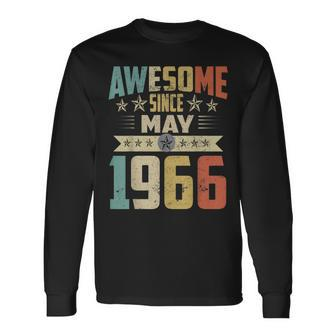 Born In May 1966 Birthday Awesome Since May 1966 Long Sleeve T-Shirt | Mazezy
