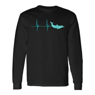 Bottlenose Dolphin Heartbeat Mammals Ekg Pulse Ocean Long Sleeve T-Shirt | Mazezy
