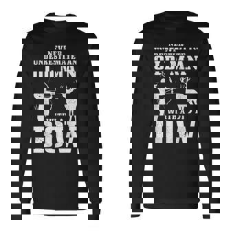 Bow Hunting Archery Never Underestimate An Old Man With Bow Long Sleeve T-Shirt | Mazezy