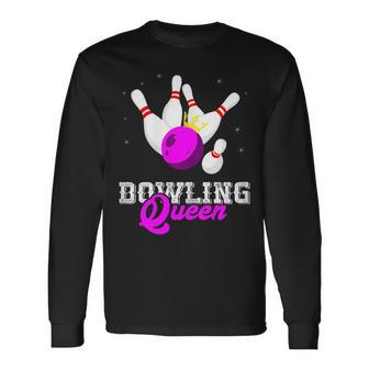 Bowling Queen Crown Bowler Bowling Team Strike Bowling Long Sleeve T-Shirt - Seseable