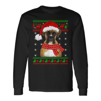 Boxer Dog Ugly Sweater Christmas Puppy Dog Lover Long Sleeve T-Shirt | Mazezy