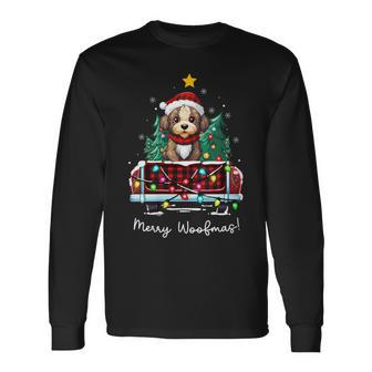Boxerdoodle Christmas Dog Truck Plaid Xmas Tree Long Sleeve T-Shirt | Mazezy