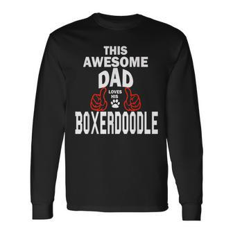 Boxerdoodle Dad Dog Lover Poodle Boxer Long Sleeve T-Shirt | Mazezy