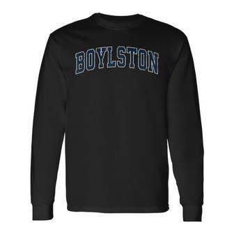 Boylston Massachusetts Ma Vintage Sports Navy Long Sleeve T-Shirt | Mazezy