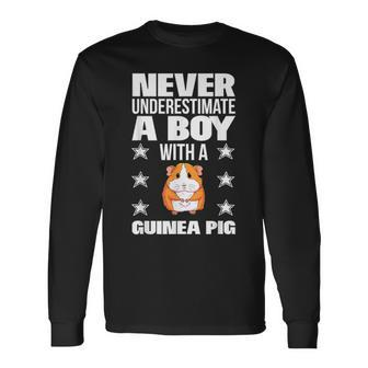 Boys Never Underestimate A Boy With A Guinea Pig Long Sleeve T-Shirt - Monsterry DE
