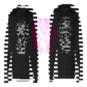 Breast Cancer Awareness Lion Pink Bandana Survivor Warrior Long Sleeve T-Shirt | Mazezy