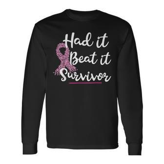 Breast Cancer I Had It I Beat It Survivor Pink Ribbon Long Sleeve T-Shirt | Mazezy
