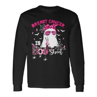 Breast Cancer Is Boo Sheet Cool Ghost Pink Ribbon Halloween Long Sleeve T-Shirt - Seseable
