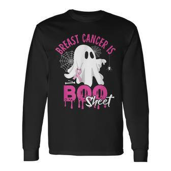 Breast Cancer Is Boo Sheet Spooky Halloween Breast Cancer Long Sleeve T-Shirt - Thegiftio UK