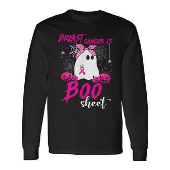Breast Cancer Is Boo Sheet Breast Cancer Warrior Halloween Long Sleeve T-Shirt | Mazezy