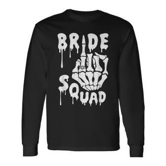 Bride Squad Skeleton Hand Halloween Bachelorette Party Long Sleeve T-Shirt - Thegiftio UK