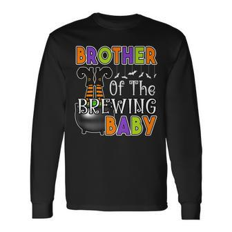 Brother Of Brewing Baby Halloween Theme Baby Shower Spooky Long Sleeve T-Shirt | Mazezy