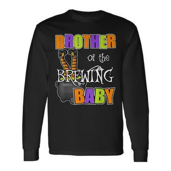 Brother Of Brewing Baby Halloween Theme Baby Shower Spooky Long Sleeve T-Shirt - Thegiftio UK