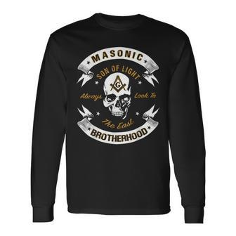 Brothers Son Of Light Always Look To The East Masonic Skull Long Sleeve - Monsterry UK