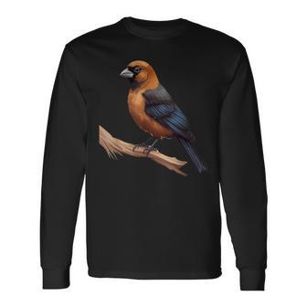 Brown Headed Cowbird Lover Illustration Long Sleeve T-Shirt | Mazezy