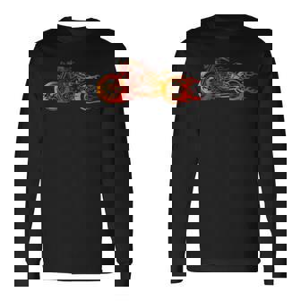 Bruning Fire Bobber Motorcycle Chopper Biker Motorbike Long Sleeve T-Shirt | Mazezy