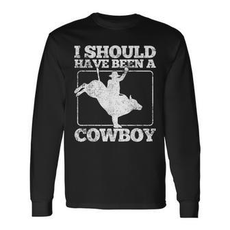 Bull Riding Cowboy Bull Rider Rodeo Long Sleeve T-Shirt - Seseable
