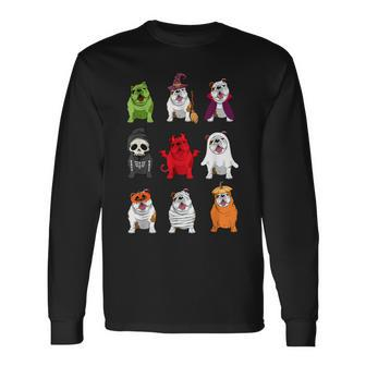 Bulldogs Dog Halloween Bulldogs Costume Ghost Monster Long Sleeve T-Shirt - Thegiftio UK