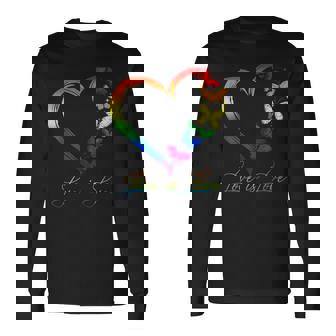 Butterfly Heart Rainbow Love Is Love Lgbt Gay Lesbian Pride Long Sleeve T-Shirt - Thegiftio UK